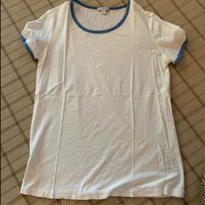 James Perse white tee with French blue trim.